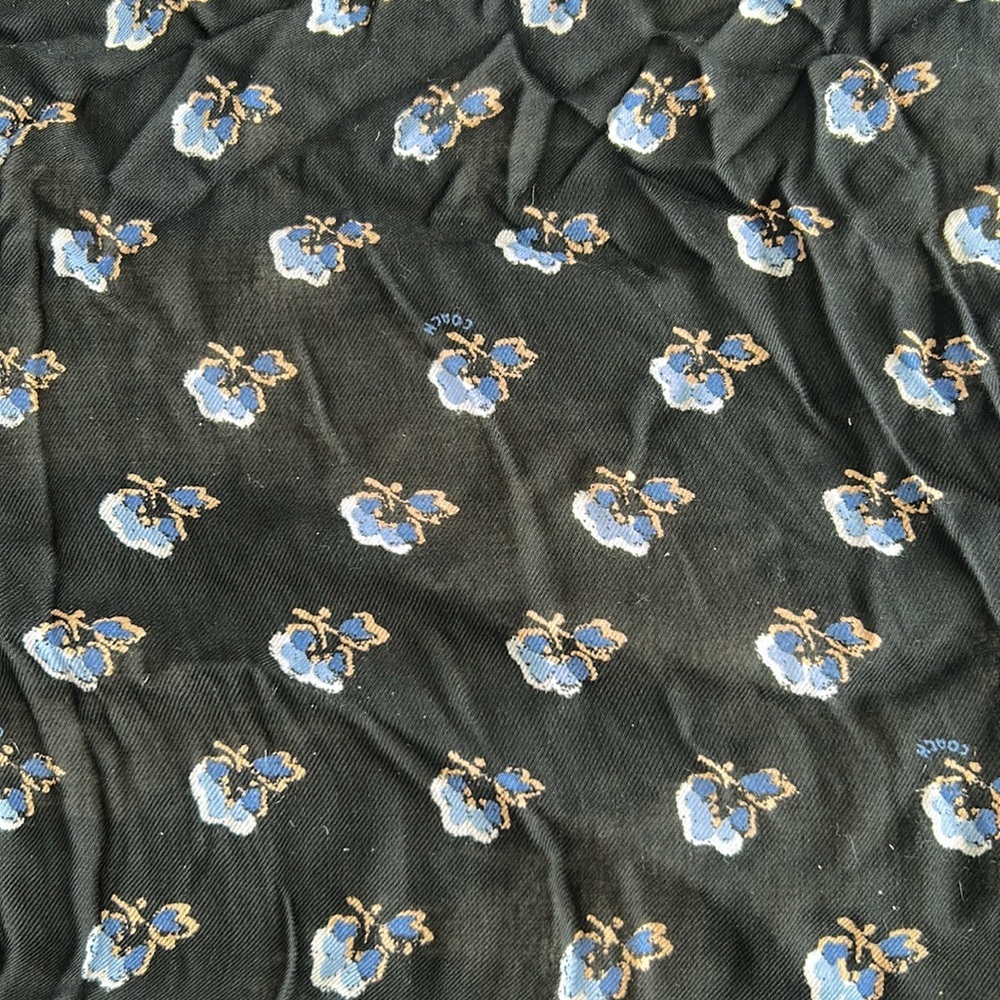 Coach Black with Blue Floral Print Scarf - Picture 3 of 5